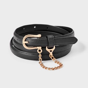 Faux Lizard Gold Buckle Clip Chain Belt - A New Day™ Black XL/XXL