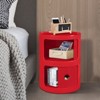YIYIBYUS Round Bedside Table 2 Tier Nightstand Storage With Sliding Door for Bedroom - 3 of 4
