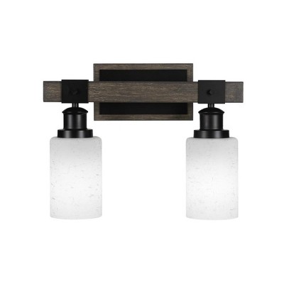 Toltec Lighting Tacoma 2 - Light Vanity in  Black/Painted Wood with 4" White Muslin Shade