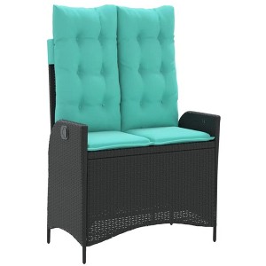 40.9"Reclining Patio Bench with Cushions Black Poly Rattan - 1 of 4