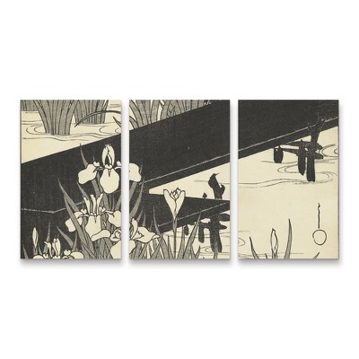 Trademark Fine Art Unknown  Japanese Irises B 3 Piece Panel Set Art