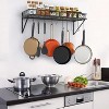 LunaLulinlk Pot Rack Wall-Mounted Cookware Organizer with 10pcs Hooks for Kitchen in Bronze - 2 of 4
