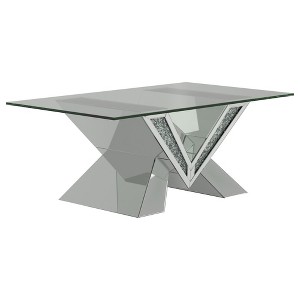 Coaster,Taffeta Glass Top Mirrored Acrylic Coffee Table Silver - 1 of 4