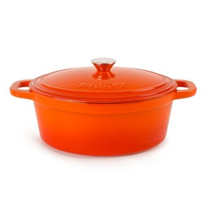 BergHOFF Neo 5Qt. Cast Iron Oval Covered Dutch Oven, Orange - 1 of 4