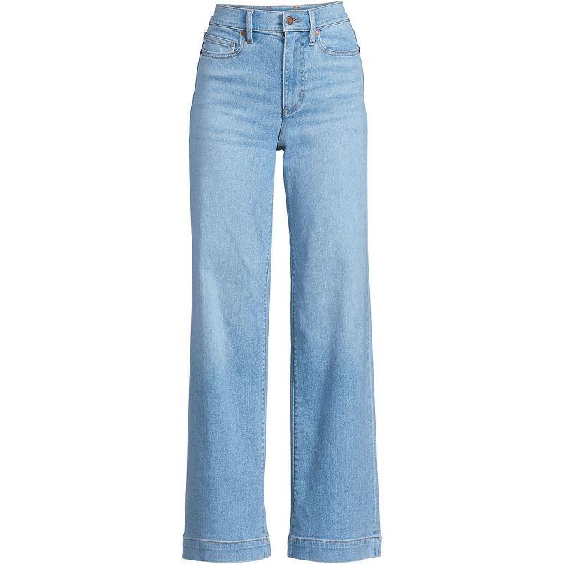 Lands' End Women's Recover High Rise Wide Leg Blue Jeans, 3 of 6