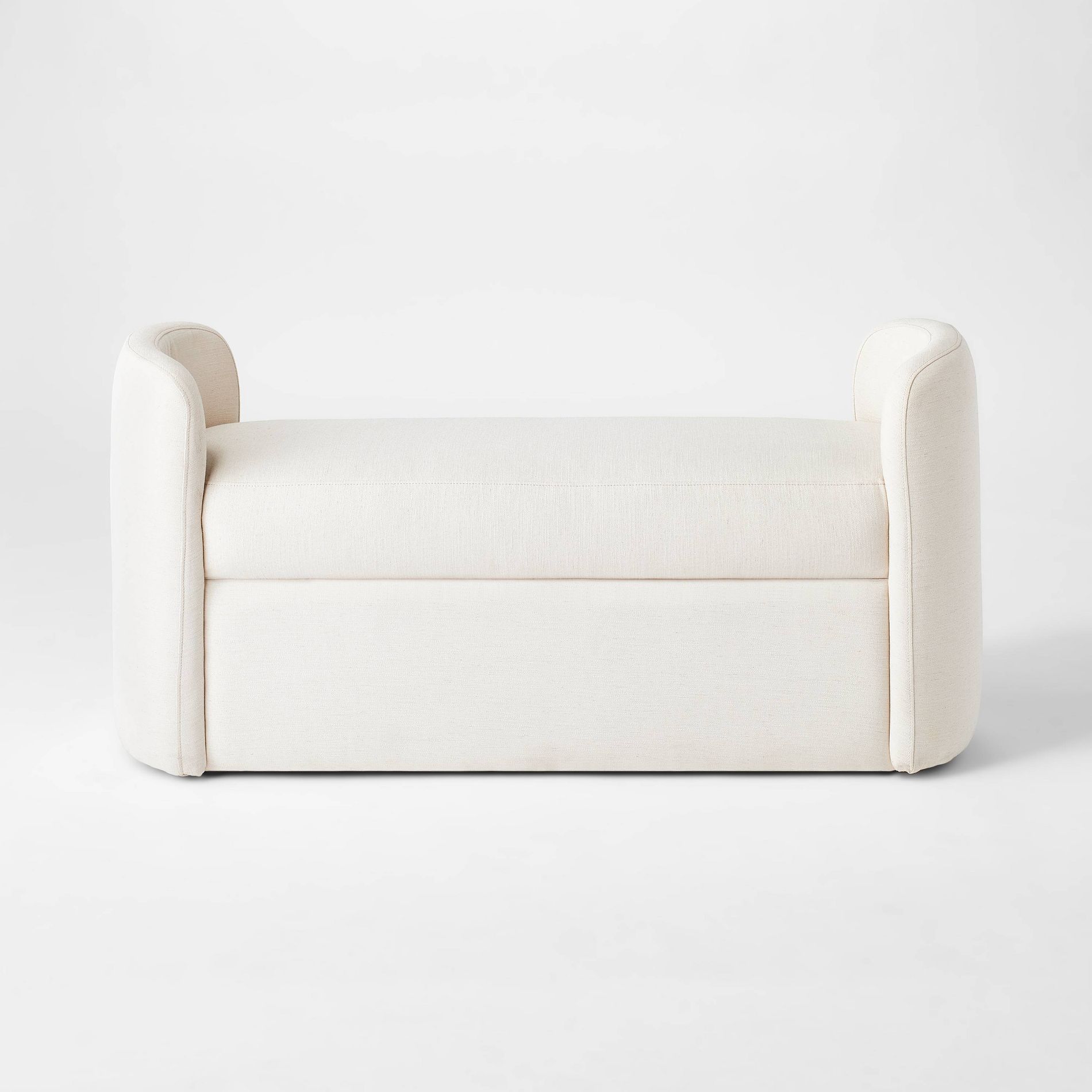 Springdell Rounded Bench Off-White Linen: Velvet Upholstery, Metal & Plywood Frame - Threshold™ designed w/Studio McGee