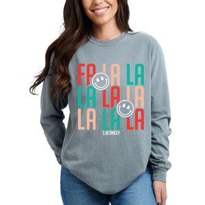 S.W.Smiley Fa La La - Womens Garment Dyed Long Sleeve - 1 of 3