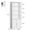 Bookcase with Doors Industrial Bookshelf 11.8in Depth Display Storage Shelves 71.4in Tall Farmhouse Bookcases - 2 of 4