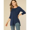 Allegra K Women's 3/4 Sleeve Round Neck Button Decor Casual Stretchy Tunic Tops - 3 of 4