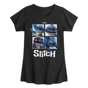 Girls' - Lilo And Stitch - Cute Stitch Fitted Short Sleeve Graphic T-Shirt - 1 of 3
