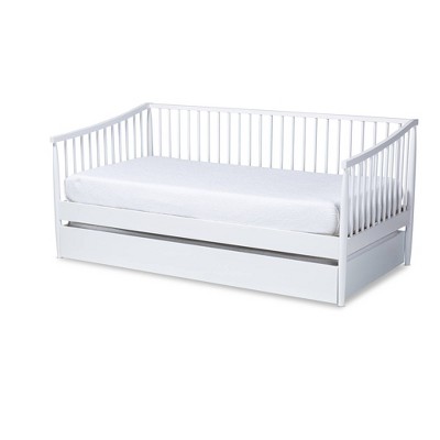 Twin Renata Wood Spindle Daybed with Trundle White - Baxton Studio