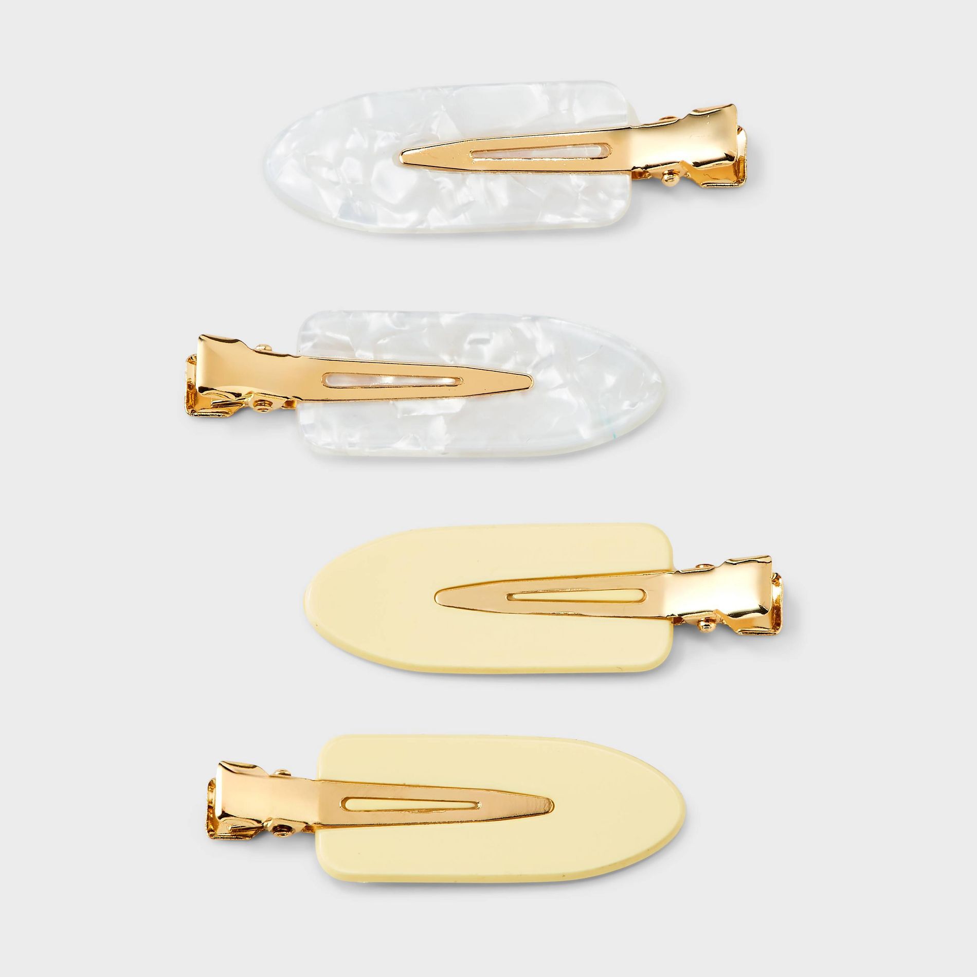 Marble & Solid Color Creaseless Hair Clip Set 4pc - Wild Fable with Olivia Dayton Yellow/Cream