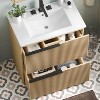 Vynxaria 30 Inch Natural Fluted Bathroom Vanity with Ceramic Sink One Complete Unit Solid Wood Cabinet Two Full Extension Soft Close Drawers 15 Inch - 4 of 4