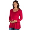 Maternity Long Sleeve Solid Color Swing Style Flared Tunic Top - 24seven Comfort Apparel™ - 2 of 4