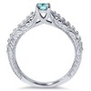Pompeii3 3/4ct Blue & White Diamond Vintage Engagement Ring 14K White Gold - 3 of 4