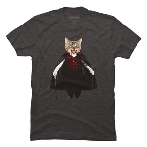 Men's Design By Humans Catcula Cat Kitten Dracula Cute Funny Halloween t shirt By JOHANNESART T-Shirt - 1 of 4