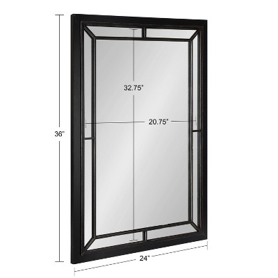 Audubon Black 40" Rectangular Wood Vanity Mirror