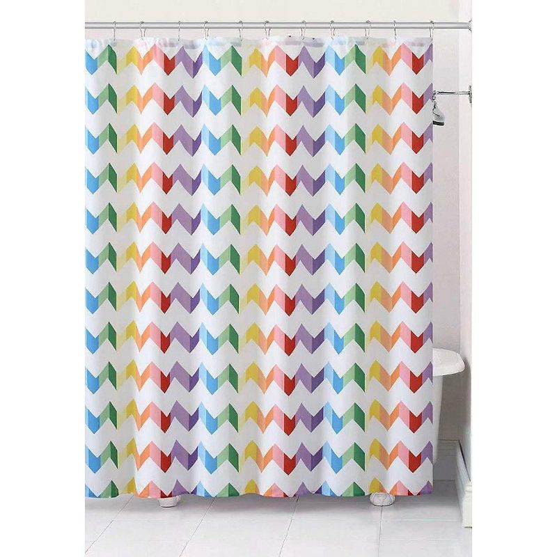 GoodGram Home Vivid Rainbow Chevron Fabric Shower Curtain - Standard Size, 1 of 2