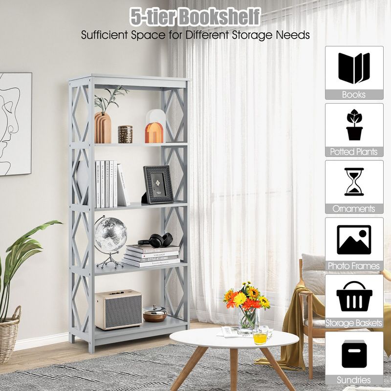 Tangkula 5-Tier Open Bookshelf Bookcase Standing Casual Home Storage Display Rack, 5 of 10