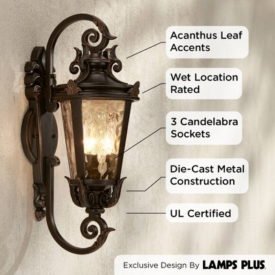 Marseille Rustic Bronze 21.5" Outdoor Wall Light with Champagne Hammered Glass