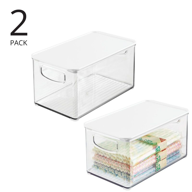 mDesign Plastic Deep Kitchen Storage Bin Box, Lid/Handles, 2 of 10