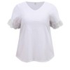 GRACE & GRANDEUR Women's Plus Size Eyelet Embroidered Lace Short Sleeve V Neck Dressy Casual Blouses - 4 of 4