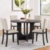 Aukfa 5-Piece Round Dining Table Set Kitchen Table with 4 Upholstered Chairs, Antique Black & Beige， Suitable for Living Room, Kitchen - 2 of 4