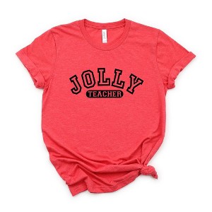 Simply Sage Market Women's Jolly Teacher Varsity Short Sleeve Graphic Tee - 1 of 4