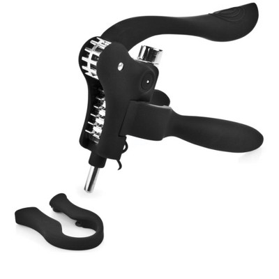 Lever Corkscrew Set by Savoy with Foil Cutter, Extra Teflon Siral, Black Finish