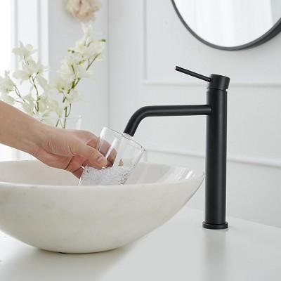 Matte Black Single Handle Vessel Sink Faucet with Drain Assembly
