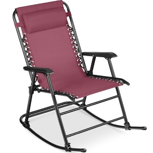 Best Choice Products Folding Outdoor Zero Gravity Rocking Lounge Chair w/ Headrest Pillow - 1 of 4