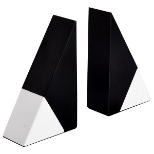 Juvale Set of 2 Decorative Bookends for Shelves, Marble Decor (Black and White) - 1 of 4