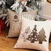 Christmas Pillow Covers 18 x 18 Inch Set of 4, Striped Wooden Tree Snow Sleigh Merry Bright Xmas Holiday Decor - 3 of 4