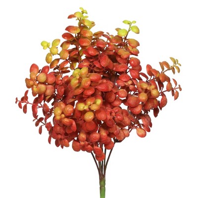 Vickerman 12" Artificial Red Leaf Bush, Set of 3