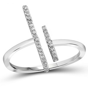 1/10 CT. T.W. Round-Cut White Diamond Prong Set Bar Ring in Sterling Silver (7), Women