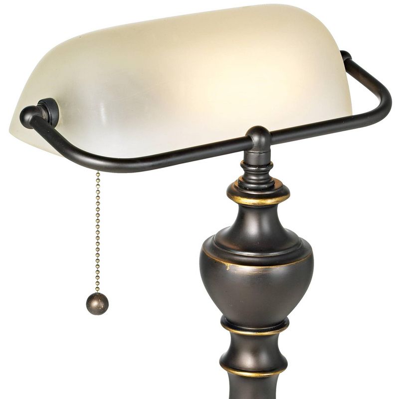 Regency Hill Haddington Traditional Piano Banker Table Lamp 16" High Antique Bronze Metal Alabaster Glass Shade for Bedroom Living Room Bedside Office, 3 of 9