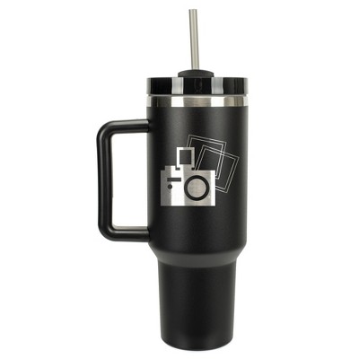 Elanze Designs Vintage Polaroid Camera Photography 40 oz. Stainless Steel, Large Water Bottle Coffee Mug, Spill & Leak Resistant, Thermal Travel