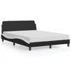 vidaXL Bed Frame without Mattress Black and White 53.9"x74.8" Faux Leather - 2 of 4