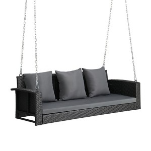 Karl Home 3-Person Wicker Outdoor Porch Swing - 1 of 4