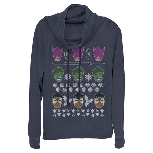 Juniors Womens Marvel Ugly Christmas Avengers Cowl Neck Sweatshirt - 1 of 3