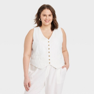Women's Tailored Suit Vest - A New Day™ White 1X