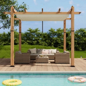 GustoWave Patio 10x10 Ft Wood-Grain Post Pergola Gazebo for Backyard Garden Porch - 1 of 4