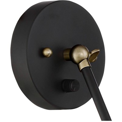 Black and Brass Adjustable Swing Arm Wall Lamp Set