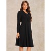 INSPIRE CHIC Women's Elegant Office Square Neck Long Sleeve Pleated A-line Dress - image 2 of 4