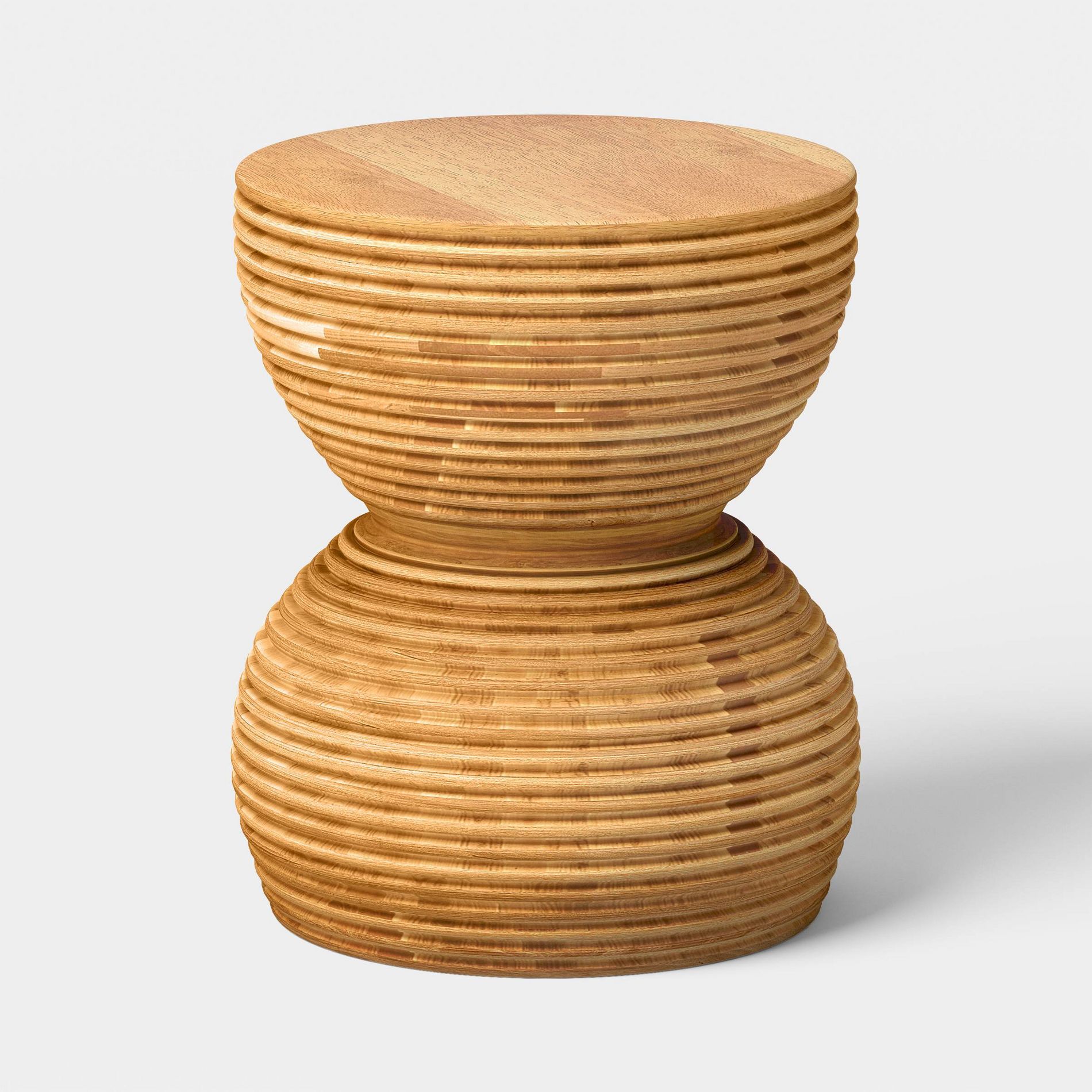 Rubberwood Cylinder Bulbous Accent Patio End Table Brown - Threshold™