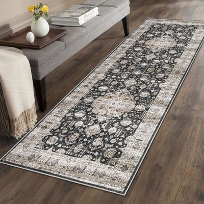 GAOMON Washable Rug Vintage Area Rug Medallion Distressed Carpet Soft Foldable Floral Print Thin Rug