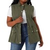 Agnes Orinda Women's Plus Size Utility Cargo Pockets Drawstring Waist Sleeveless Scrub Vests - 2 of 4