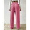 Clearlove Womens Wide Leg Palazzo Pleated Pants Ribbed Knit High Waist Flowy Drawstring Loose Casual Trousers - 2 of 4