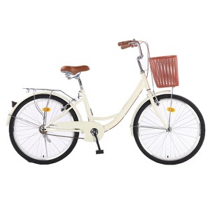 24 & 26 Inch Beach Cruiser Bike for Women, Womens Bike with Basket 1 Speed, Step Through Bikes - 1 of 4