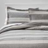 Full/Queen Chambray Yarn Dye Stripe Comforter & Sham Set Gray - Threshold™